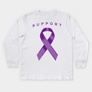 Purple Awareness Ribbon Kids Long Sleeve T-Shirt